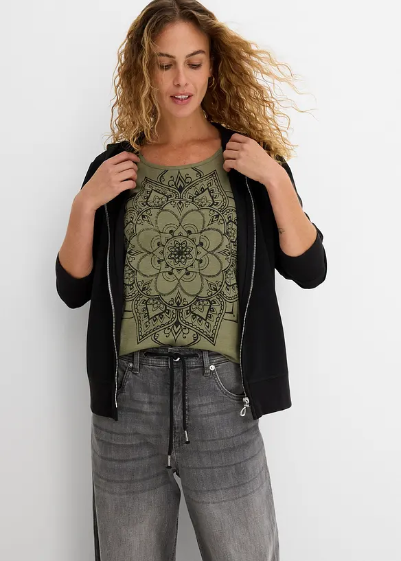 Topp i flammegarn, kort arm, bonprix