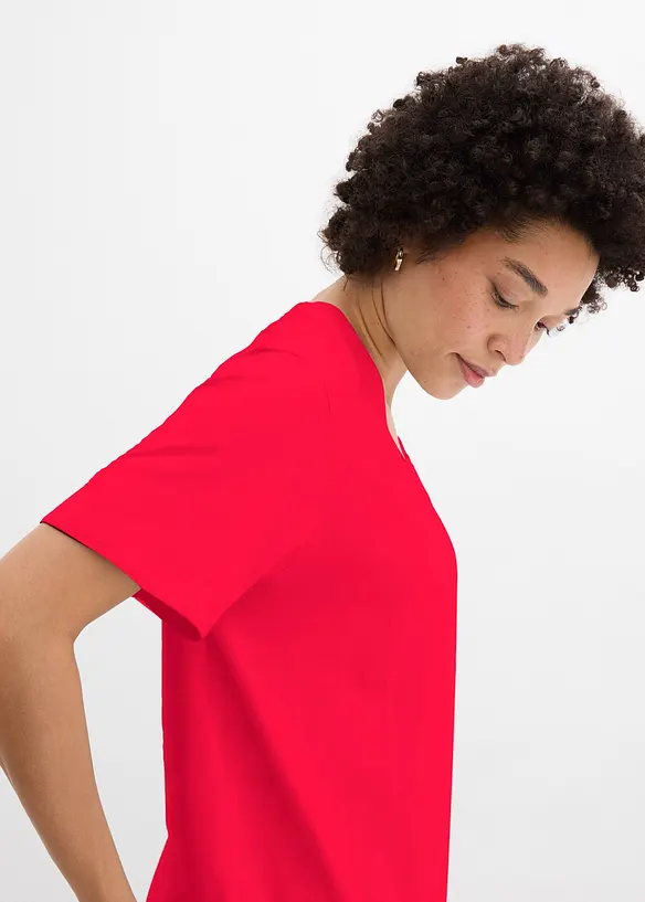 Vid, lang topp med V-hals, kortermet (5-pack), bonprix