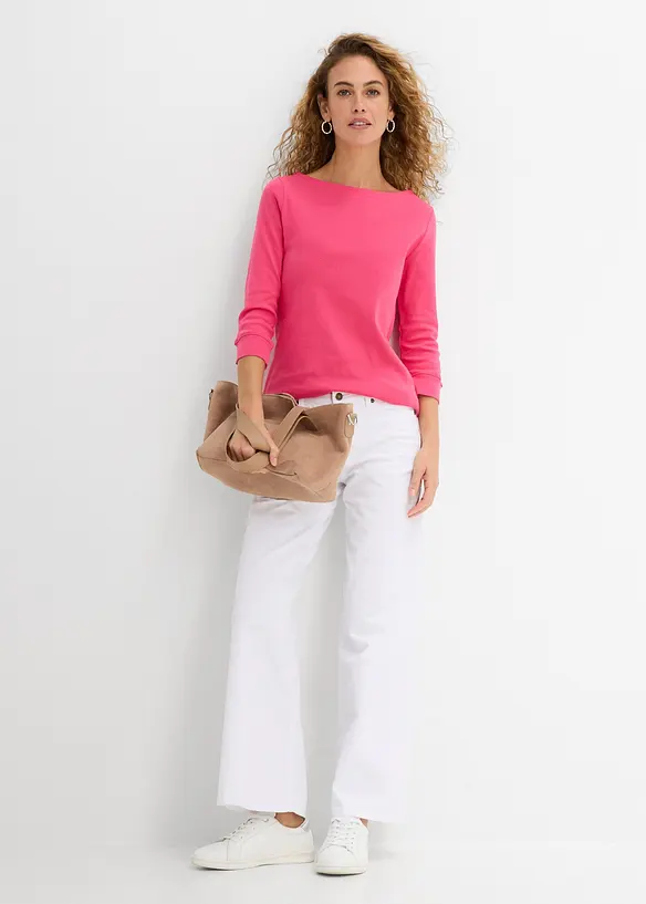 Langermet topp i 100% &oslash;kologisk bomull, bonprix