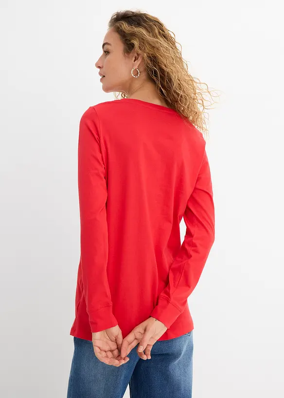 Lang, langermet topp med rund hals (5-pack), bonprix