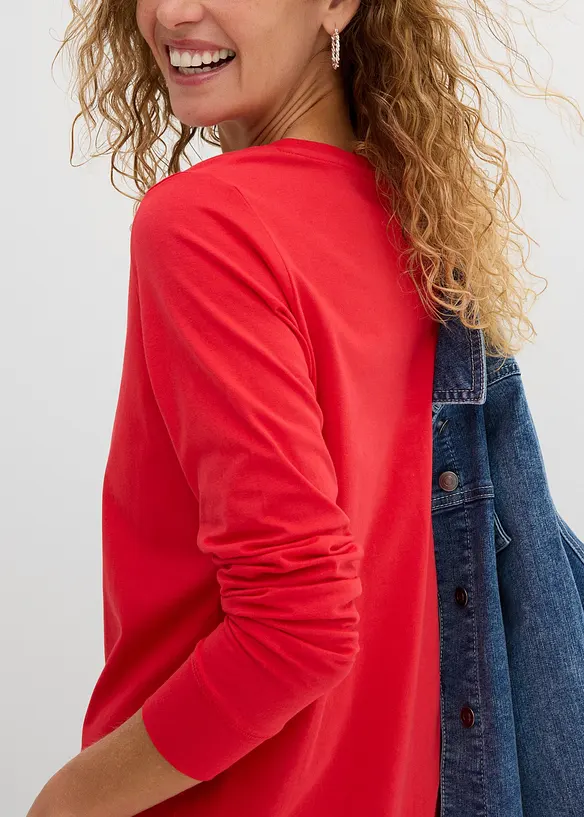 Lang, langermet topp med rund hals (5-pack), bonprix