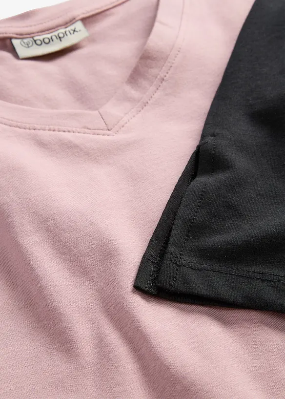 Lang topp med V-hals (2-pack), bonprix