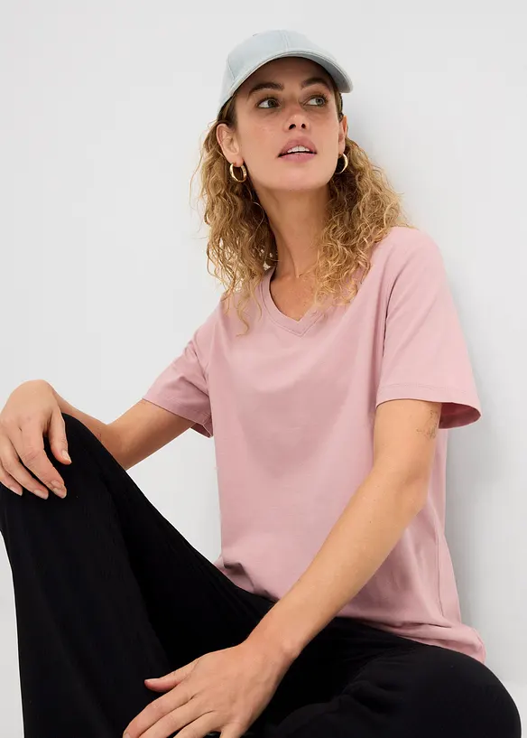 Lang topp med V-hals (2-pack), bonprix