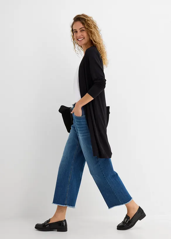 Lang trikotjakke i myk viskosemiks, bonprix