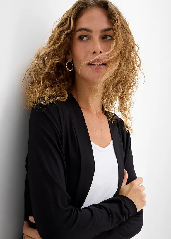 Lang trikotjakke i myk viskosemiks, bonprix