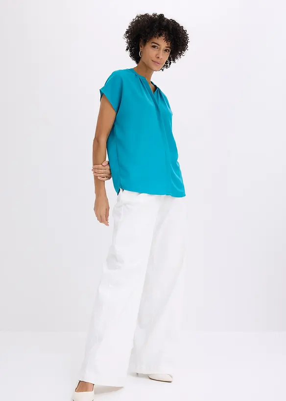 Kortermet bluse med skjult knappestolpe, bonprix