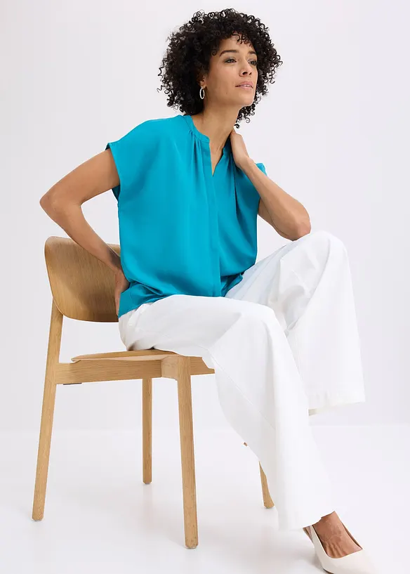 Kortermet bluse med skjult knappestolpe, bonprix