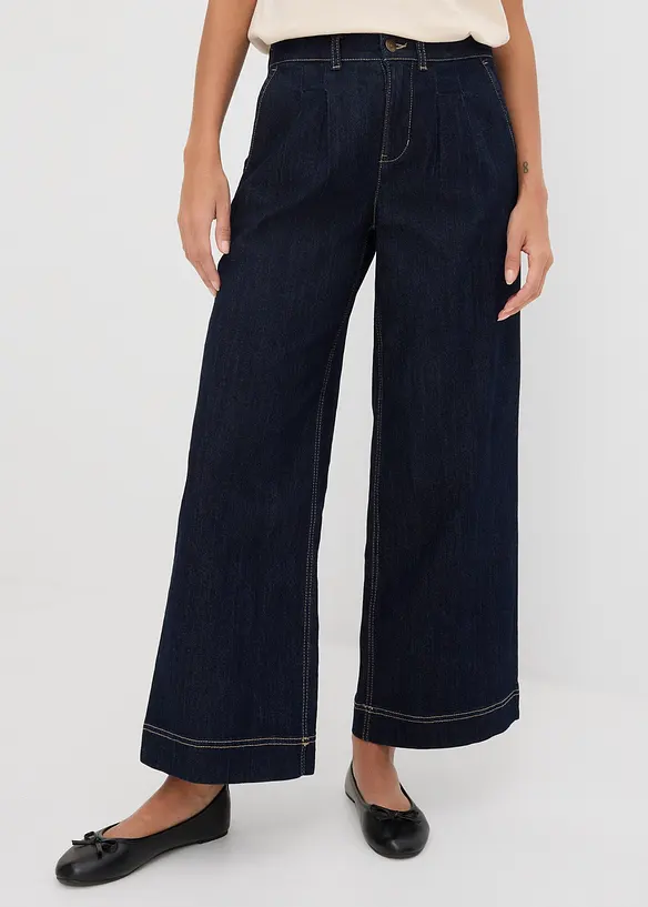 Wide Leg-jeans High Waist, komfortlinning, bonprix