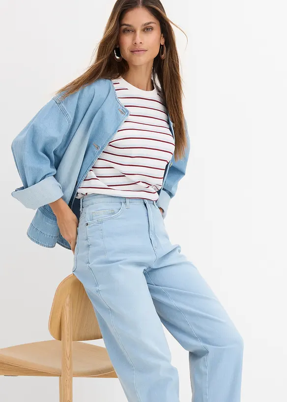 Barrel-Jeans, High Waist, &oslash;kologisk bomull, bonprix