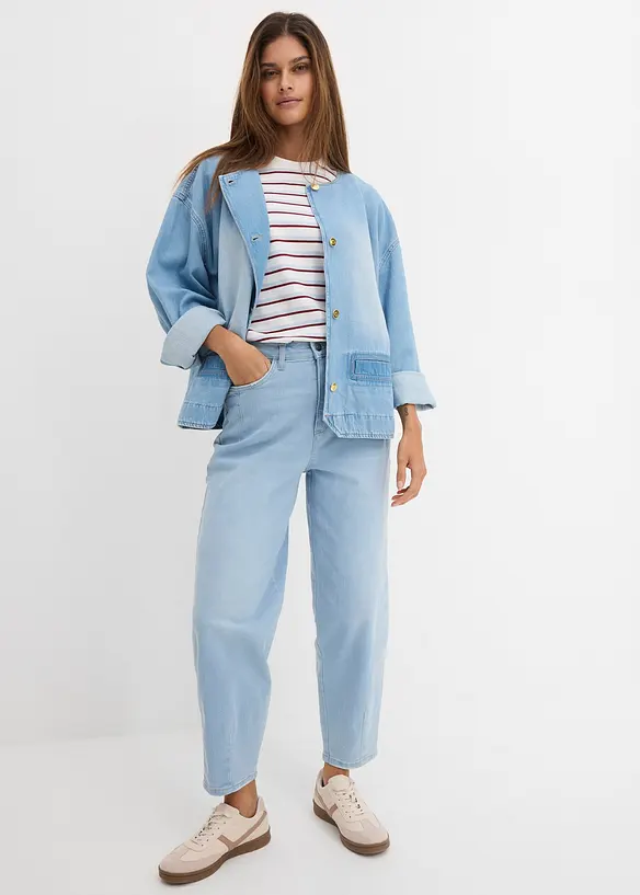 Barrel-Jeans, High Waist, &oslash;kologisk bomull, bonprix
