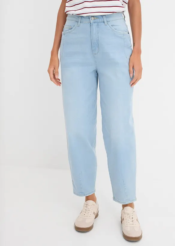 Barrel-Jeans, High Waist, &oslash;kologisk bomull, bonprix