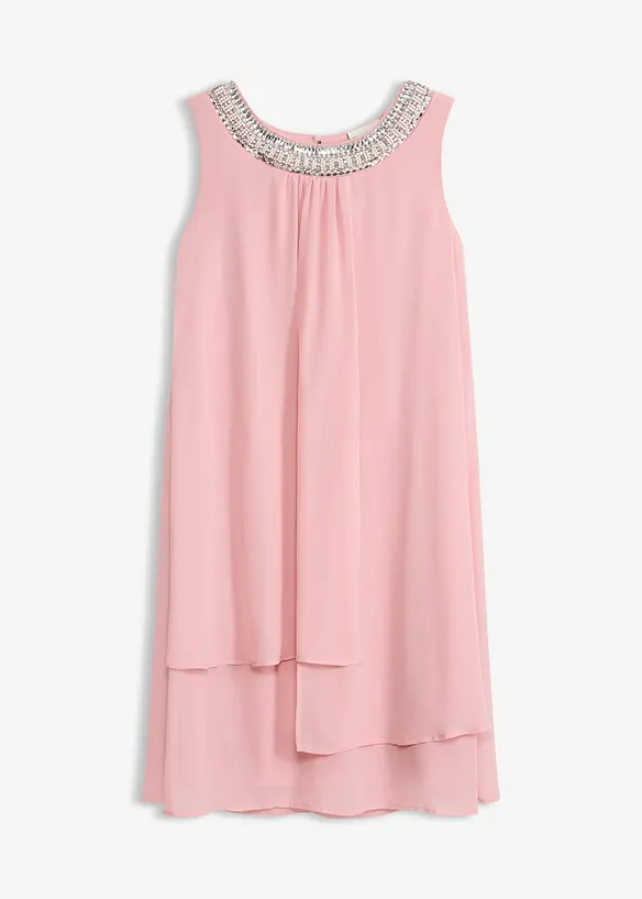 Chiffonkjole med strasspynt, bonprix