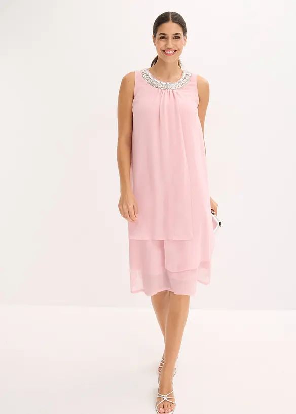 Chiffonkjole med strasspynt, bonprix