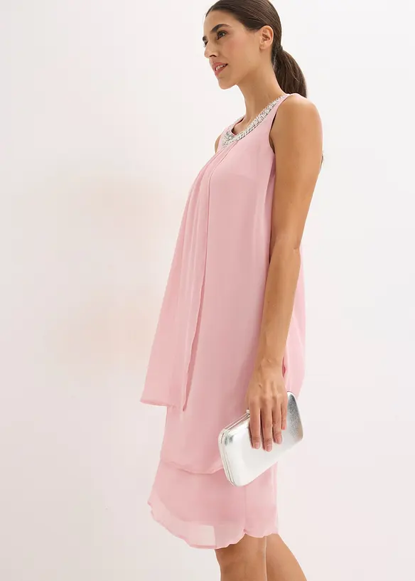 Chiffonkjole med strasspynt, bonprix