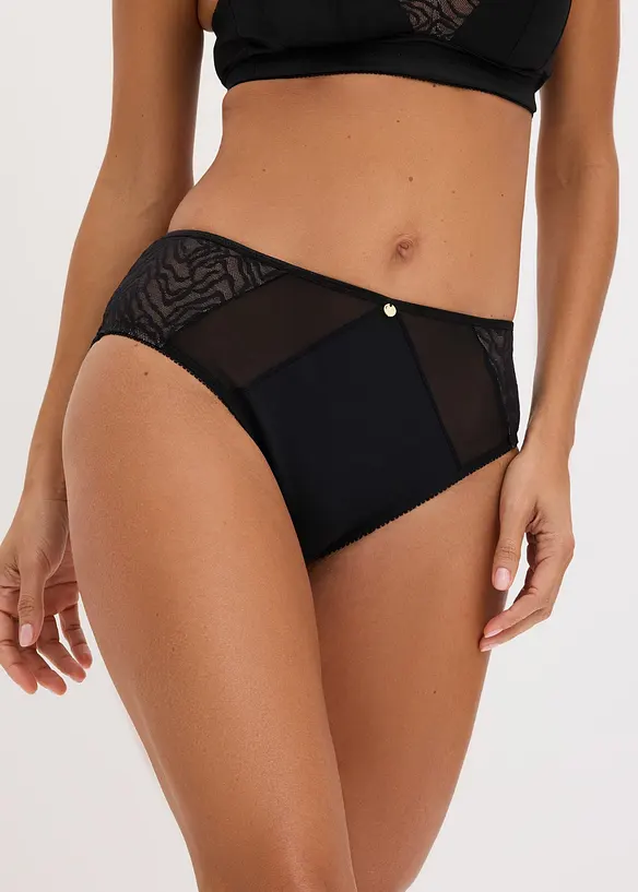 Truse med h&oslash;y midje og mesh, bonprix