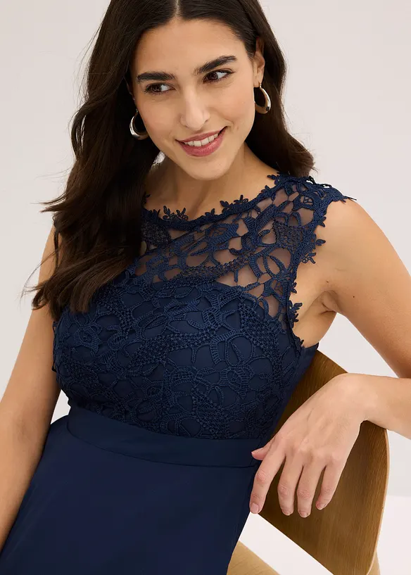 Maxikjole med blonder, bonprix