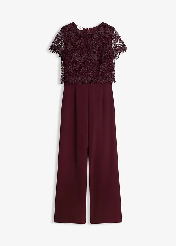 Jumpsuit i mykt scuba-materiale med blonder, bonprix