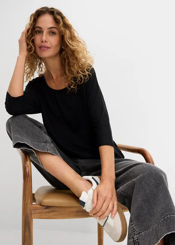 Oversized topp i viskosemiks, bonprix