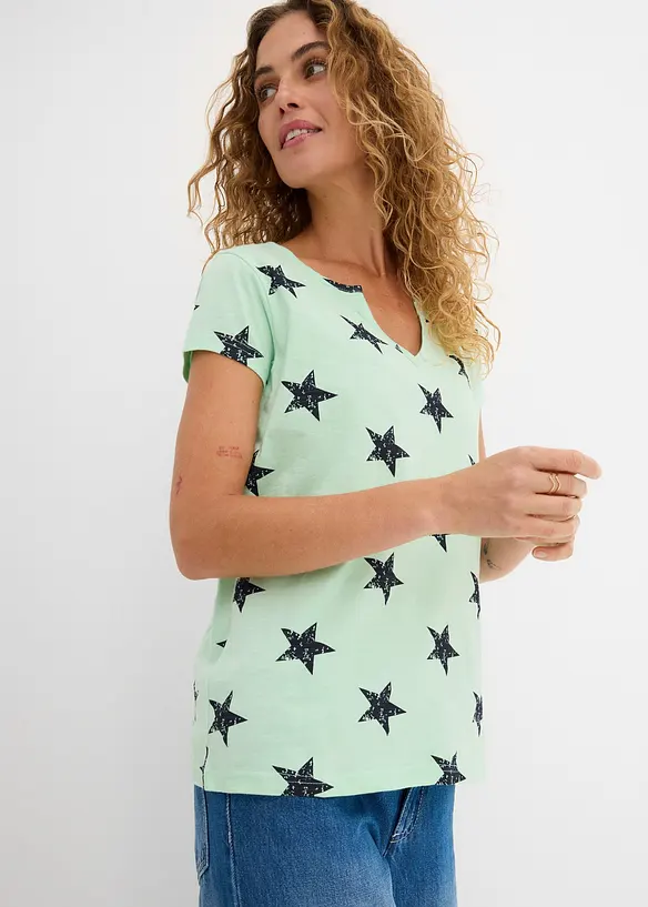 Topp med stjerneprint av 100% bomull, bonprix