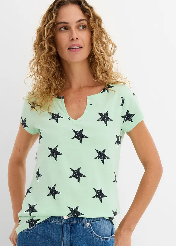 Topp med stjerneprint av 100% bomull, bonprix