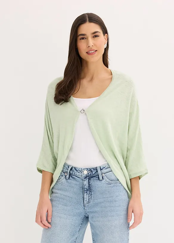 Finstrikket cardigan i 100% bomull, bonprix