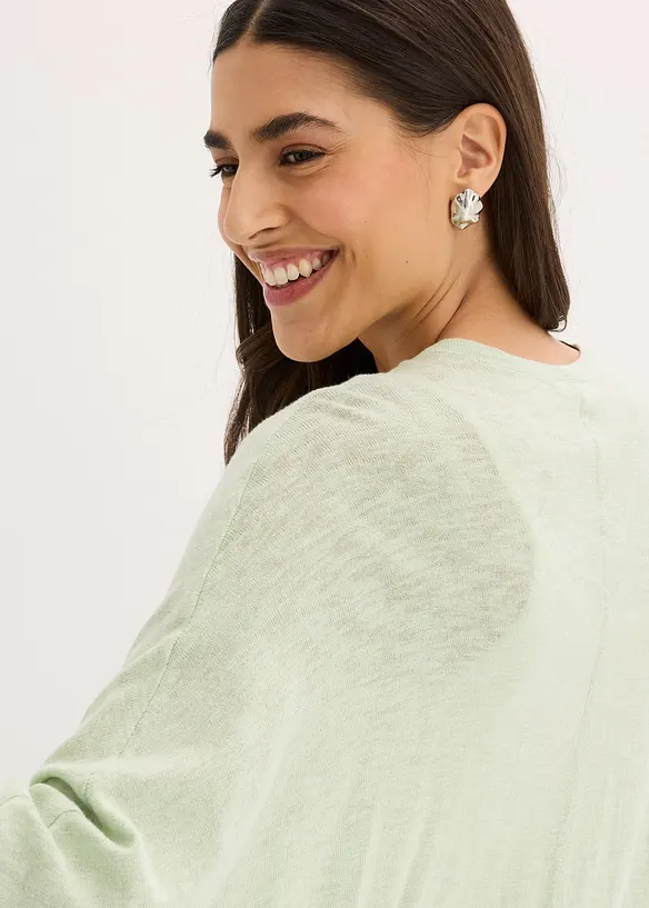 Finstrikket cardigan i 100% bomull, bonprix