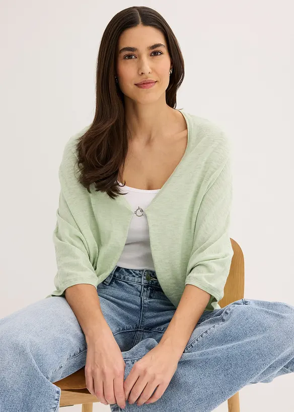 Finstrikket cardigan i 100% bomull, bonprix