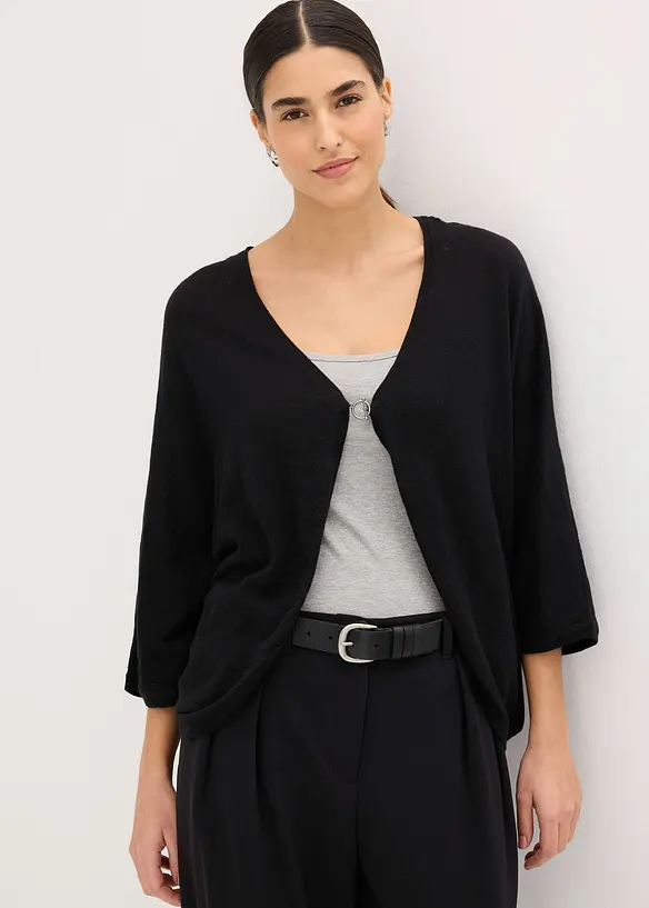 Finstrikket cardigan i 100% bomull, bonprix