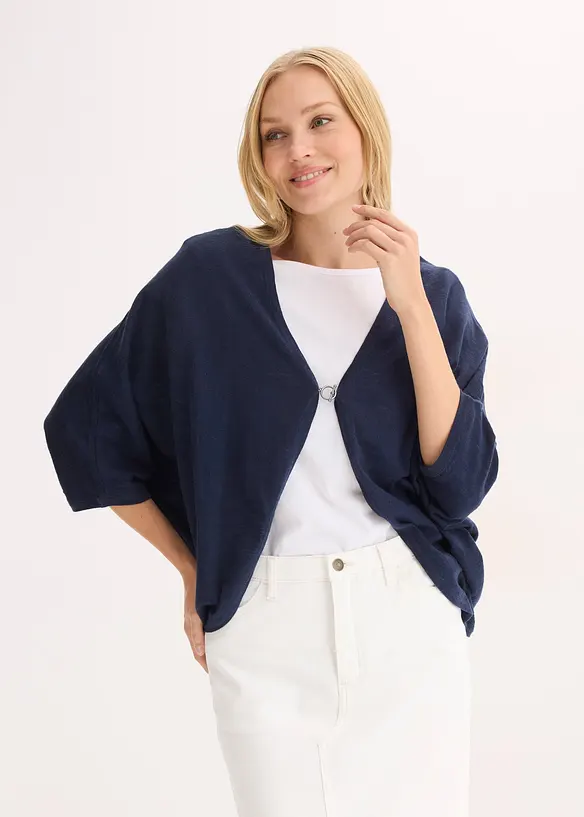 Finstrikket cardigan i 100% bomull, bonprix