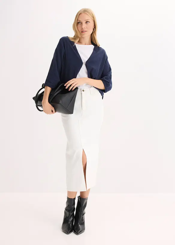 Finstrikket cardigan i 100% bomull, bonprix