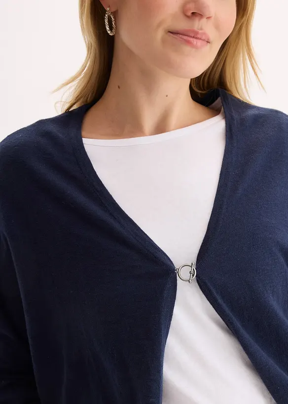 Finstrikket cardigan i 100% bomull, bonprix