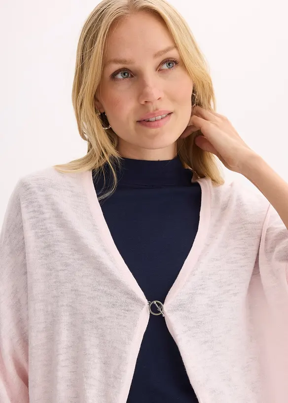 Finstrikket cardigan i 100% bomull, bonprix