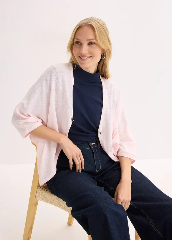 Finstrikket cardigan i 100% bomull, bonprix