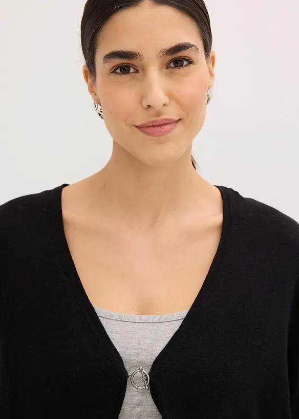 Finstrikket cardigan i 100% bomull, bonprix