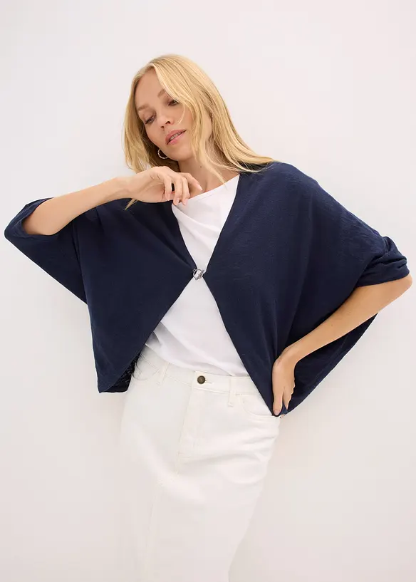 Finstrikket cardigan i 100% bomull, bonprix