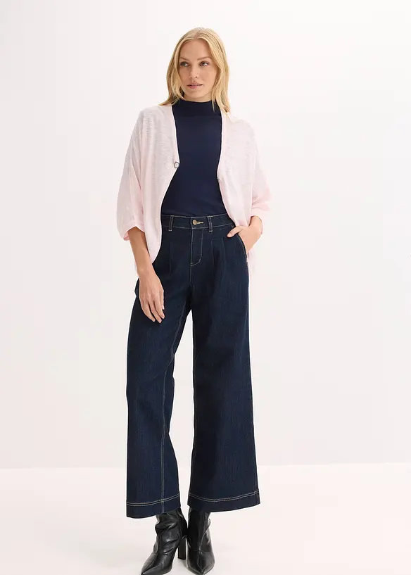 Finstrikket cardigan i 100% bomull, bonprix