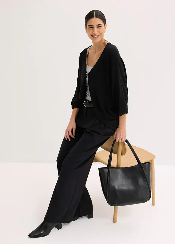 Finstrikket cardigan i 100% bomull, bonprix