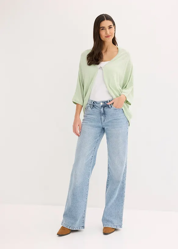 Finstrikket cardigan i 100% bomull, bonprix