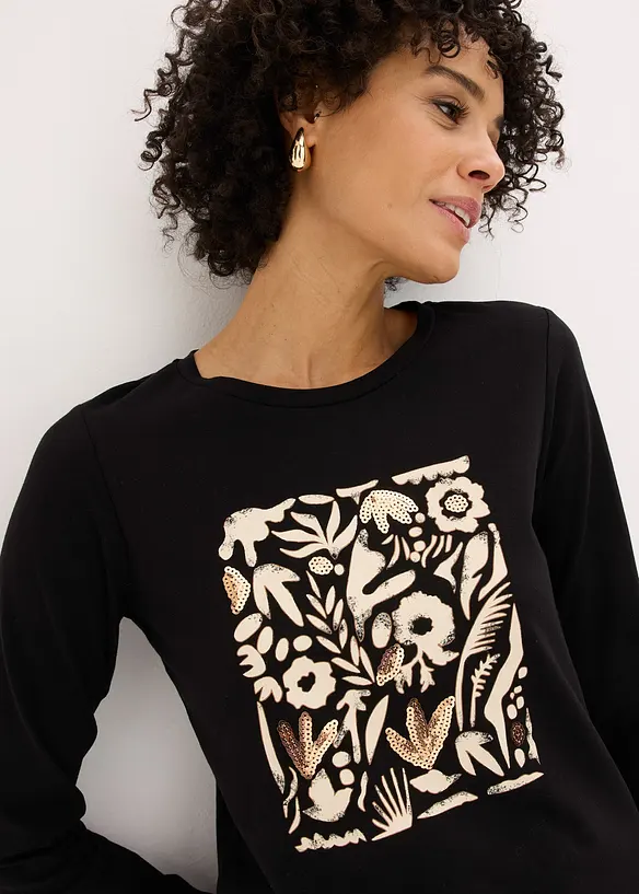 Langermet topp i &oslash;kologisk bomull, bonprix