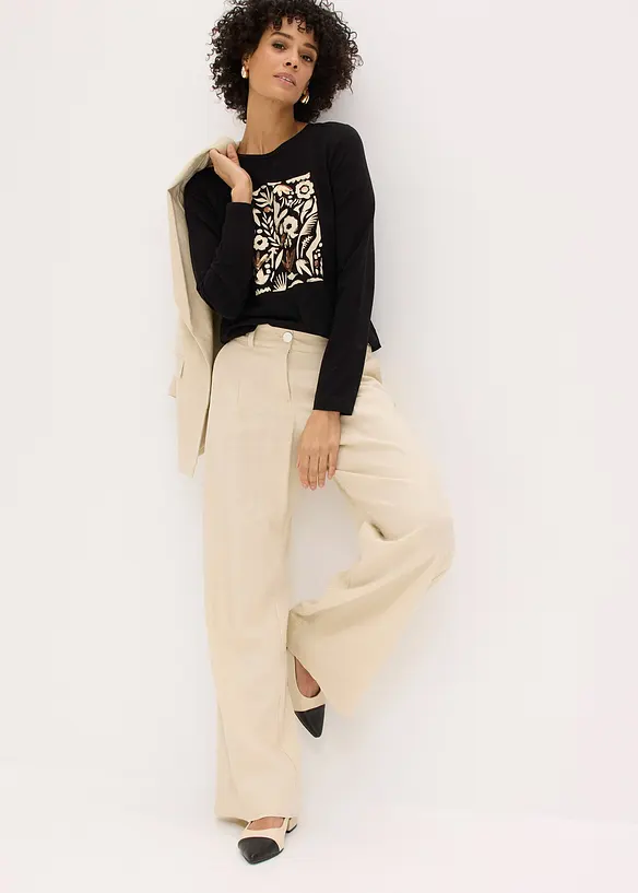 Langermet topp i &oslash;kologisk bomull, bonprix