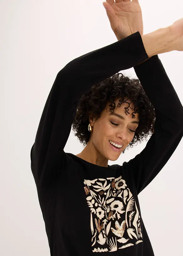 Langermet topp i &oslash;kologisk bomull, bonprix