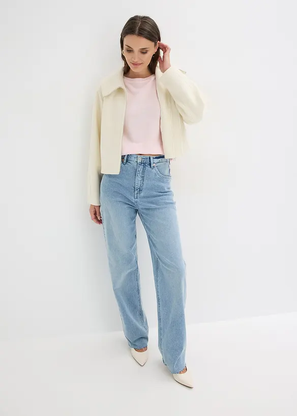 Finstrikket genser i bomullsmiks, bonprix