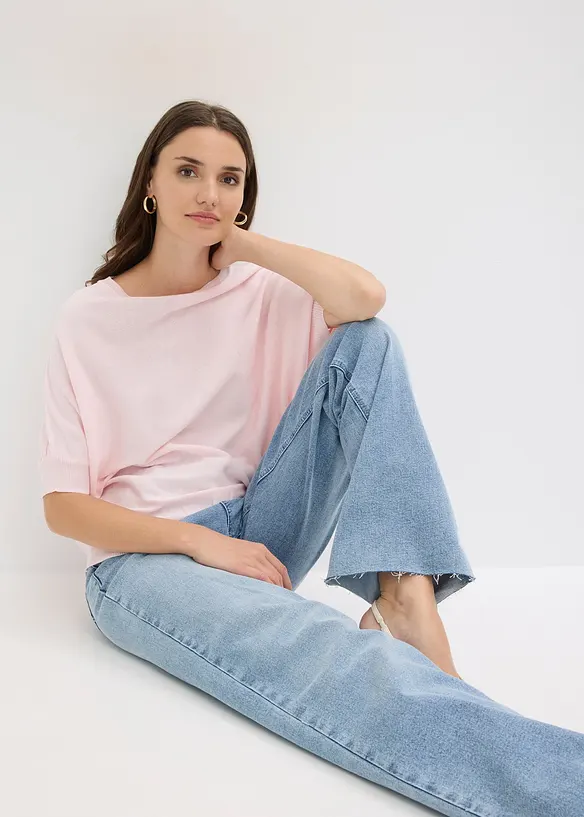 Finstrikket genser i bomullsmiks, bonprix