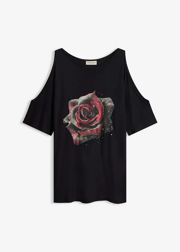 Cold shoulder-topp i viskose, bonprix