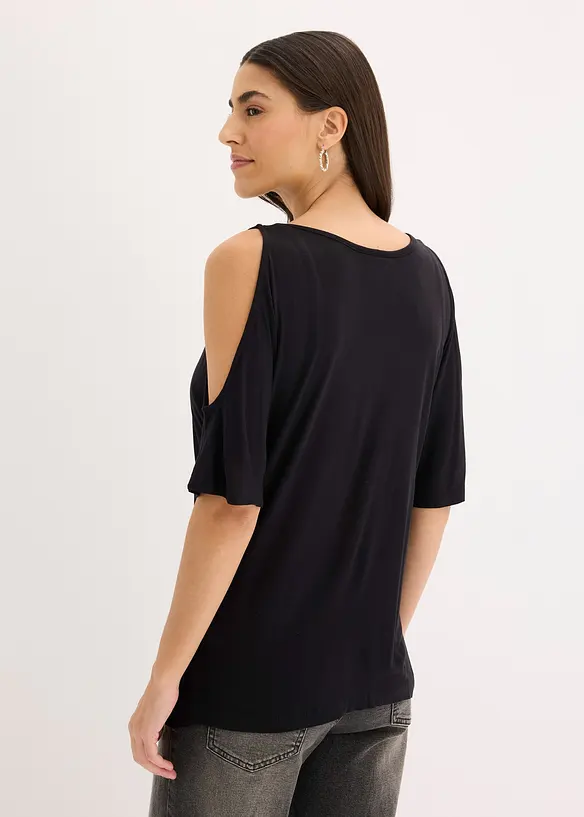 Cold shoulder-topp i viskose, bonprix