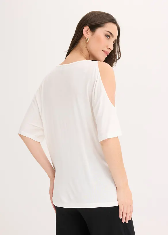 Cold shoulder-topp i viskose, bonprix