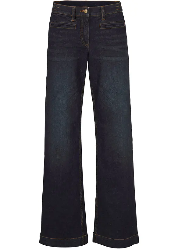 Wide Leg-jeans Mid Waist, komfortlinning, bonprix