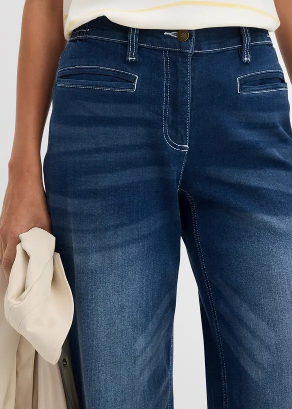 Wide Leg-jeans Mid Waist, komfortlinning, bonprix