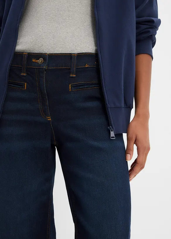 Wide Leg-jeans Mid Waist, komfortlinning, bonprix