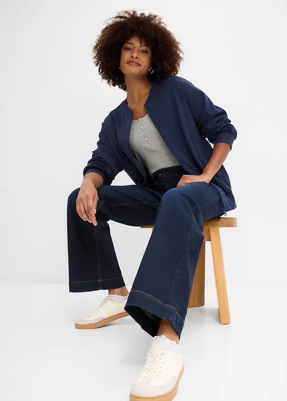 Wide Leg-jeans Mid Waist, komfortlinning, bonprix